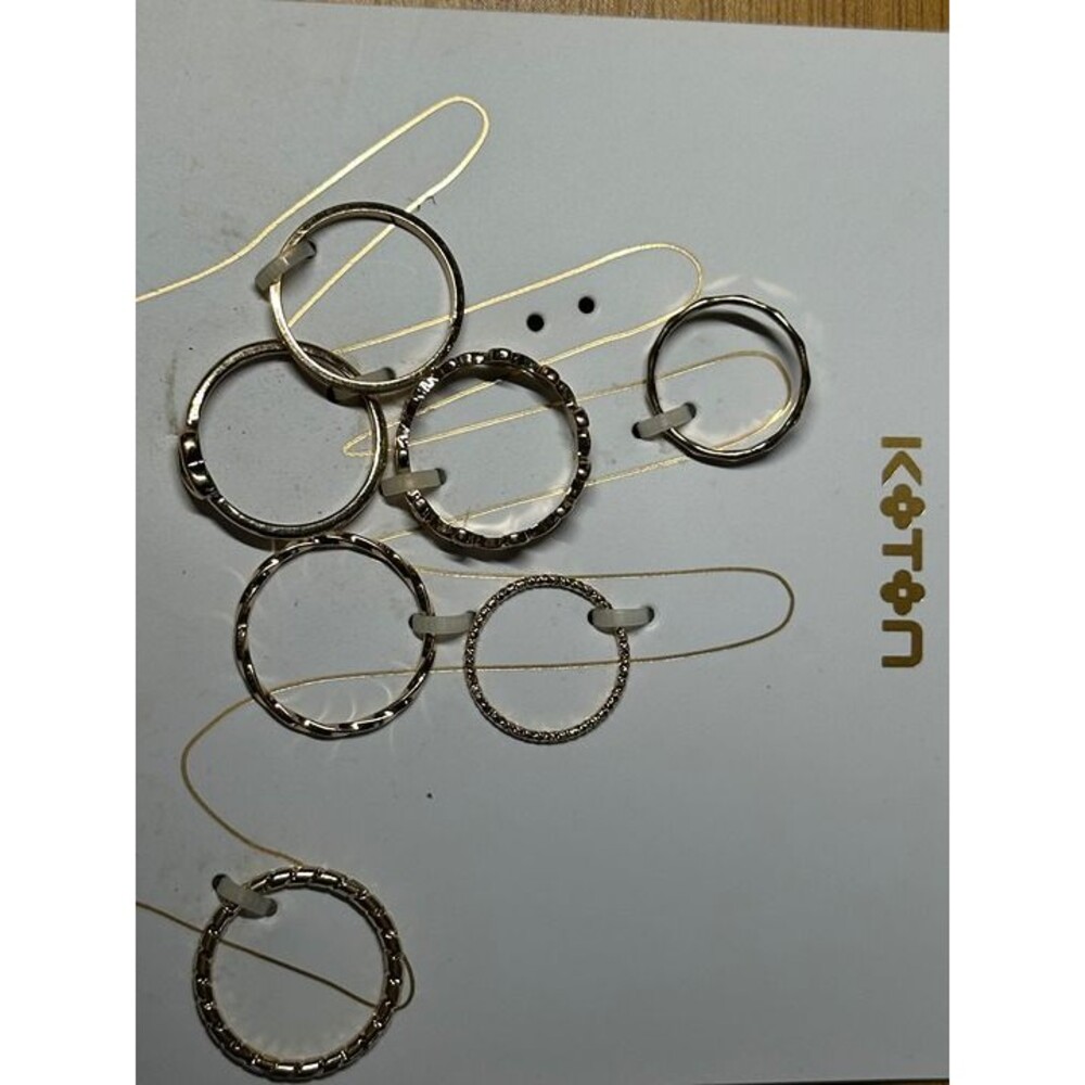 KOTON Gold Tone 7 Ring Stacking Set Boho Midi Rings New on Card